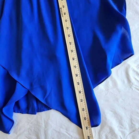 Bianca Nygard Top Womens 2X Blue Sleeveless Button Up Flowy Assymetric Hem Boho - Picture 10 of 14